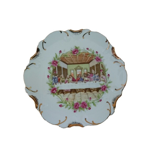The Last Supper Plate Gold Trim Decorative Porcelain Made in Japan Beautiful! - Picture 8 of 9